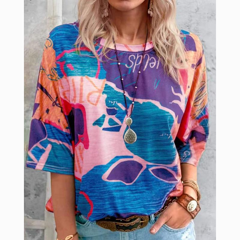 Новая летняя винтажная полосатая повседневная футболка с коротким рукавом, женские топы, модная элегантная футболка больших размеров, женская футболка с круглым вырезом, простая офисная футболка 24526