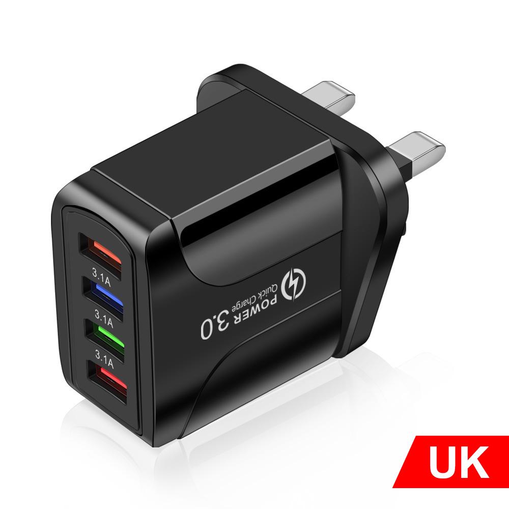 Цветное 4-портовое USB-зарядное устройство для путешествий 5 В / 2,4 А, быстрая зарядка, австралийский стандарт
