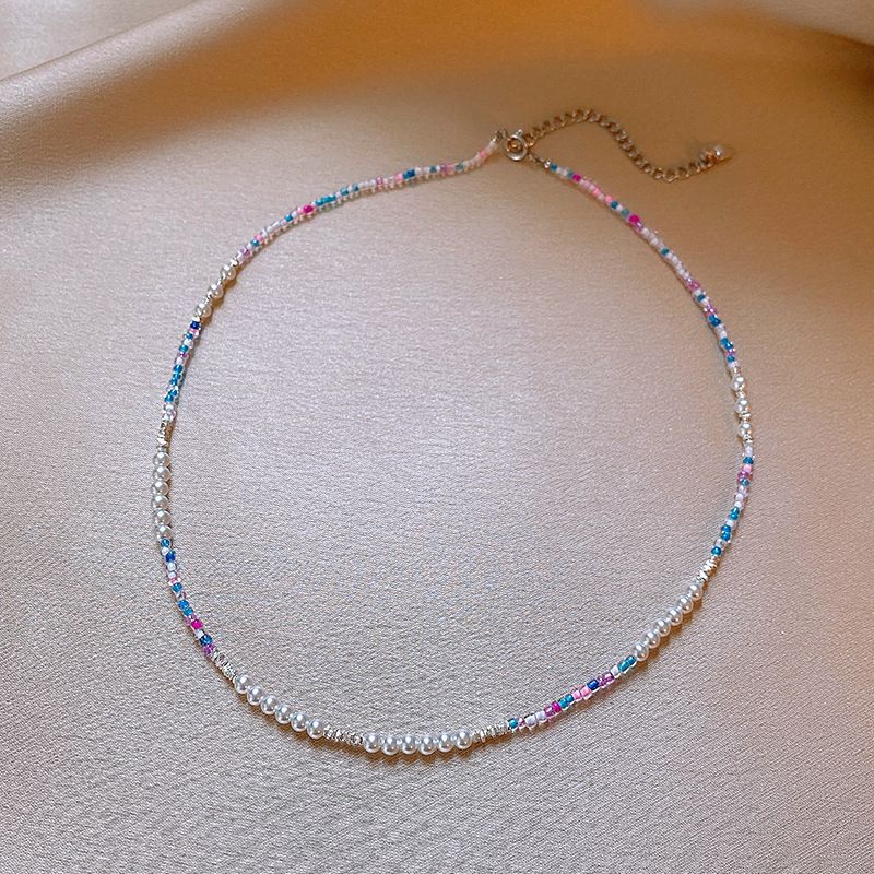 Korean temperament love butterfly pearl fringed necklace fashion collarbone chain versatile item decoration