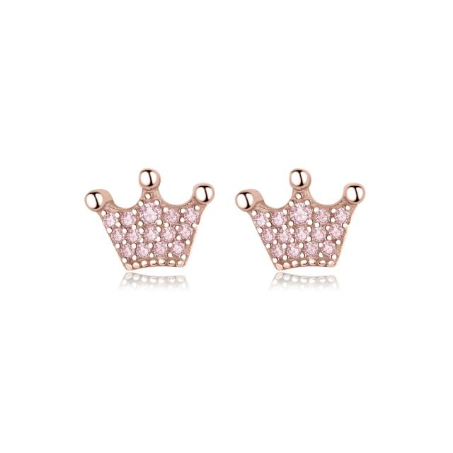 Серьги из стерлингового серебра 925 пробы, серьги-гвоздики с кристаллами для женщин, серьги в форме короны в форме сердца и бесконечности в виде пчелы, ювелирные изделия