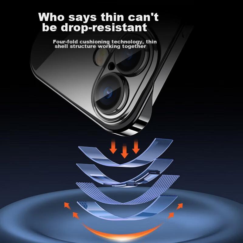 With Camera Lens ProtectorIPhone 16 Case, Transparent Electroplated Borderless Ultra-Thin Shockproof Heat Dissipation Simple, Titanium Silver Color