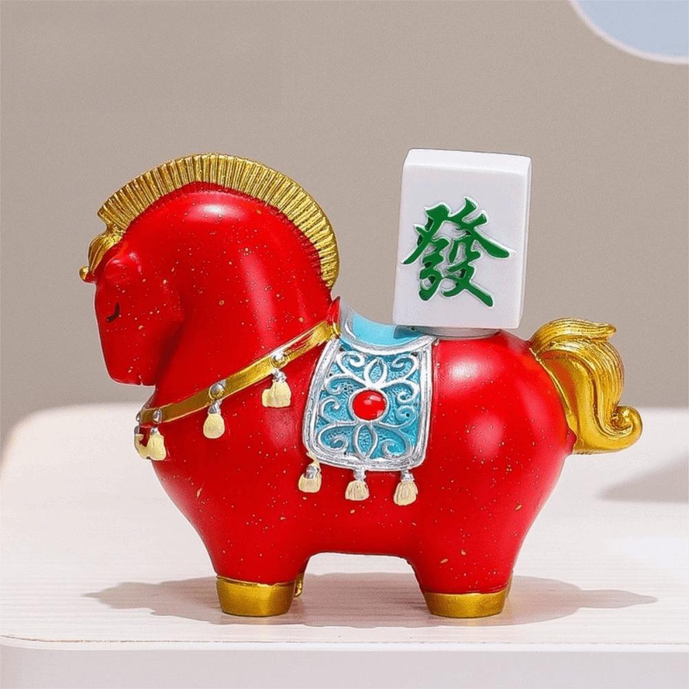 Good Luck Resin Horse Statue Rotatable Desktop Ornament Creative Zodiac Horse Ornaments Home