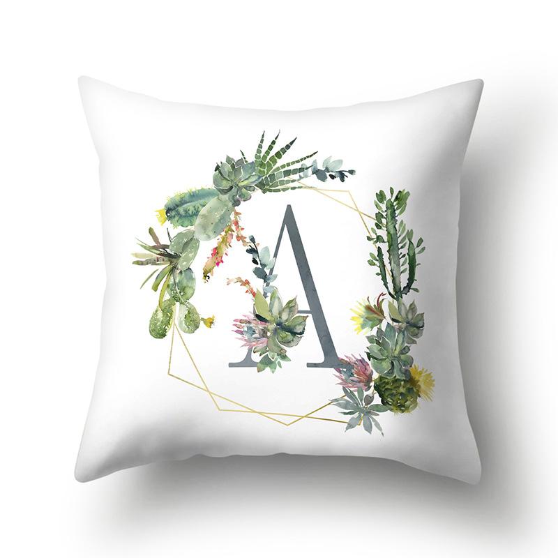 Полиэстеровая наволочка Дом Зеленый Суккулент Наволочка 26 Английских Букв Наволочка для Подушки Чехол для Подушки в Автомобиль
