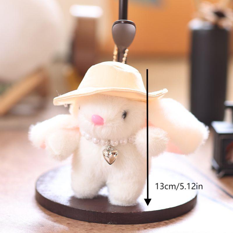 Cute Cartoon Bunny Plush Keychain Sweet Stuffed Rabbit Doll Keyring Bag Pendant Backpack Hanging Deocration Girl Gifts