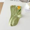 5Pairs Breathable Mid Tube Socks Sweet Socks for Women Cute Tulip Flower Socks  Streetwear