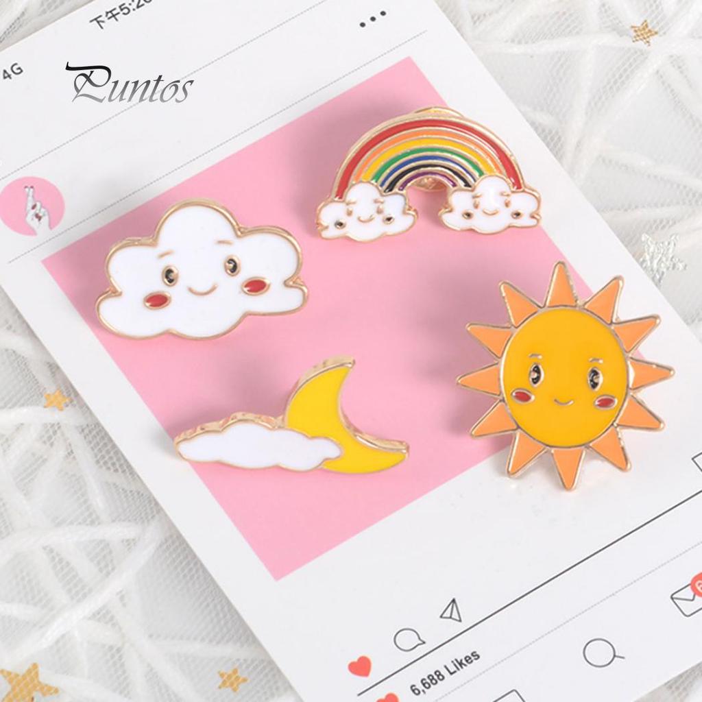 Красота серьги мультфильм солнце луна облако Радуга эмаль брошь булавка сумка воротник лацкан значок украшения