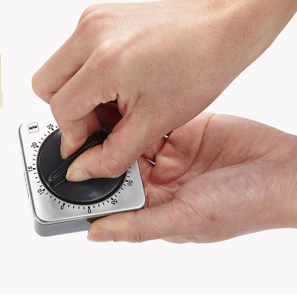 Кухонный таймер обратного отсчета, магнитный, 60 минут, механический таймер из нержавеющей стали для домашней выпечки, духовки