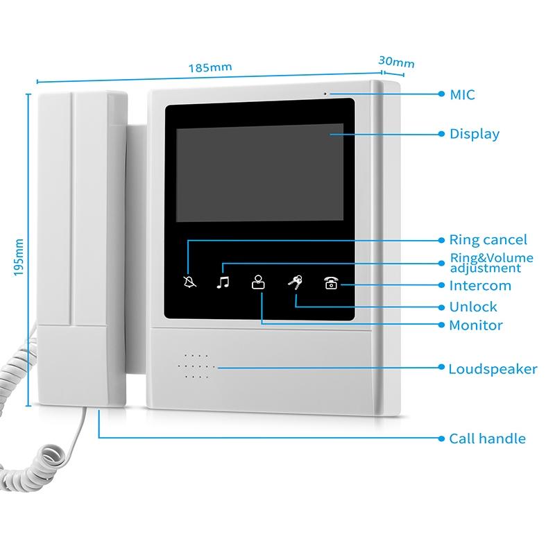 4,3-дюймовый проводной видеодомофон, система визуального домофона, дверной звонок с 1 монитором + 1*700TVL, уличная камера для домашнего наблюденияAA
