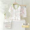 2026 Girls Pajama Set Ice Silk Short Sleeve Open Front Cartoon Print Sleepwear Ages 8