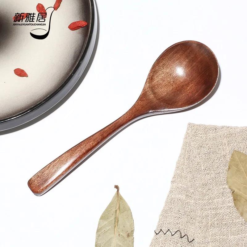 Новая деревянная ложка для рамена с длинной ручкой, японская кухонная утварь, посуда, сервировочные столовые ложки, домашний большой половник для супа