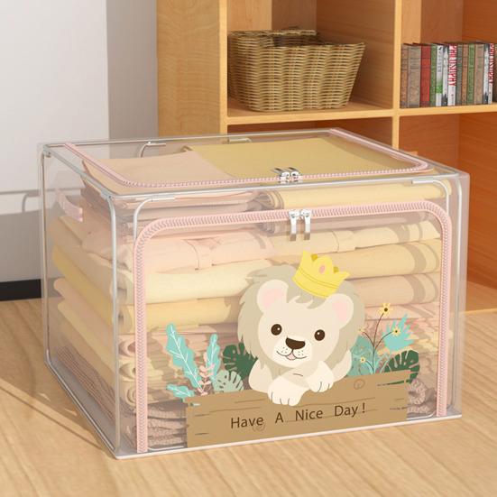 Большая коробка для хранения с ручкой, прозрачный дизайн, застежка-молния, многофункциональная сумка для хранения домашних одеял, органайзер для одежды