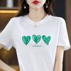 New Summer Mercerized Cotton T-shirt for Women Round Neck Slim and Versatile Printed Cotton Thread Short-sleeved Slim Korean Top