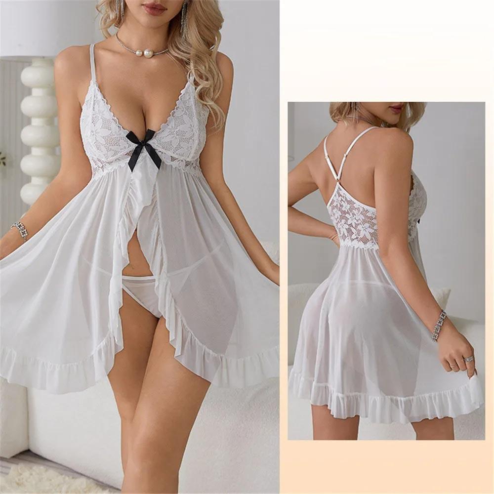Кружевное прозрачное нижнее белье ночная рубашка женская ночная рубашка сексуальное женское нижнее белье открытая промежность сорочка пижамы