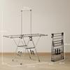 Foldable Clothes Airer, Standing Dryer with Adjustable Wings and Shoe Holders. Stainless Steel. 156.5 x 68 x 192 cm. Silver