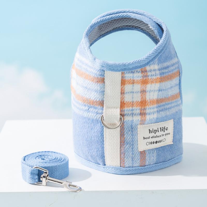 Корейская версия простого жилета для собак в клетку, поводок для кошек, поводок для выгула собак
