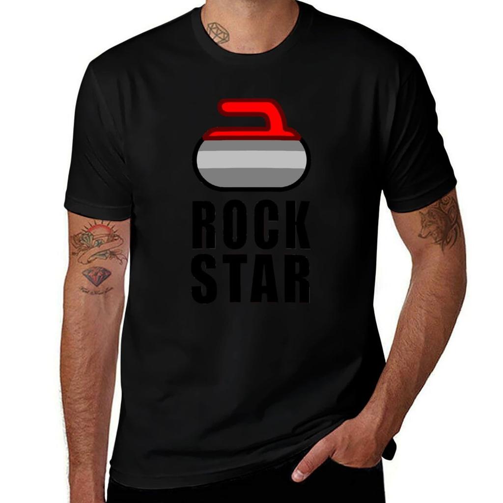 Rock Star Curling Stone Tshirt T Shirt Custom Print Unisex T Shirt Heavy Cotton T Shirts With Prints Tshirt
