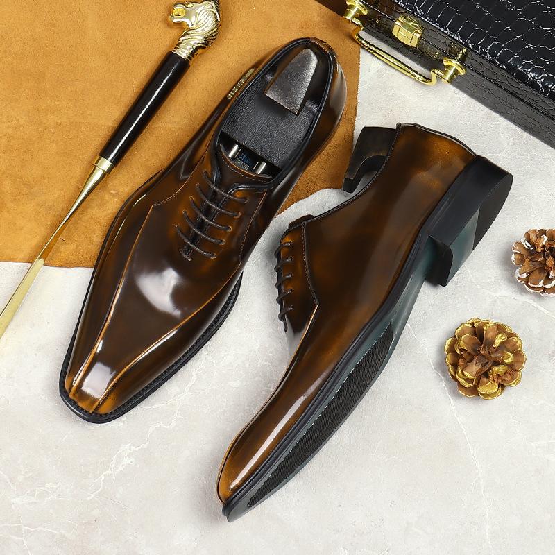 Мужские свадебные туфли-оксфорды для джентльменов, вечерние туфли из натуральной лакированной кожи, повседневные туфли с острым носком для мужчин
