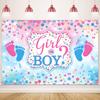 Baby Footprint Baby Shower Backdrop for Photography Blue Pink Boy Girl Gender Reveal Party Background Birthday Party Supplies