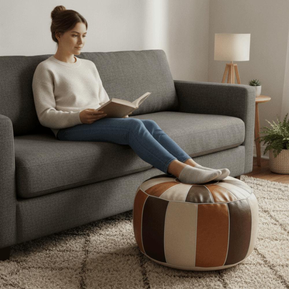 Pumpkin Shaped Footstool Seat Bag Unstuffed Pouf Cushion Cover Clothing Storage Bags Footrest