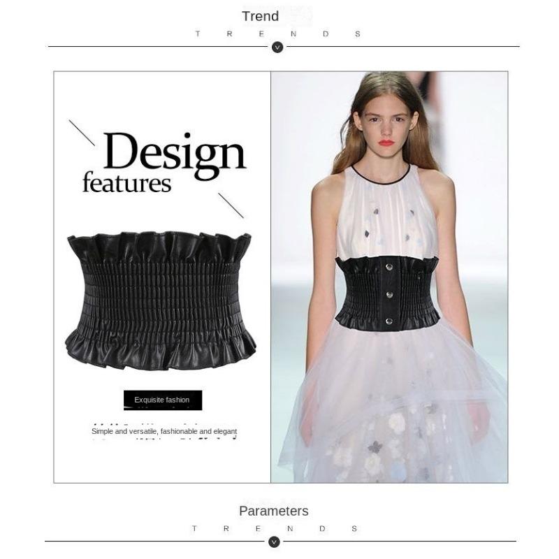 Ultra-wide Shirt Girdle Ladies Simple Wild Lace Elastic Dress Decorative Belt Black and Red Wild Accessories Tide.