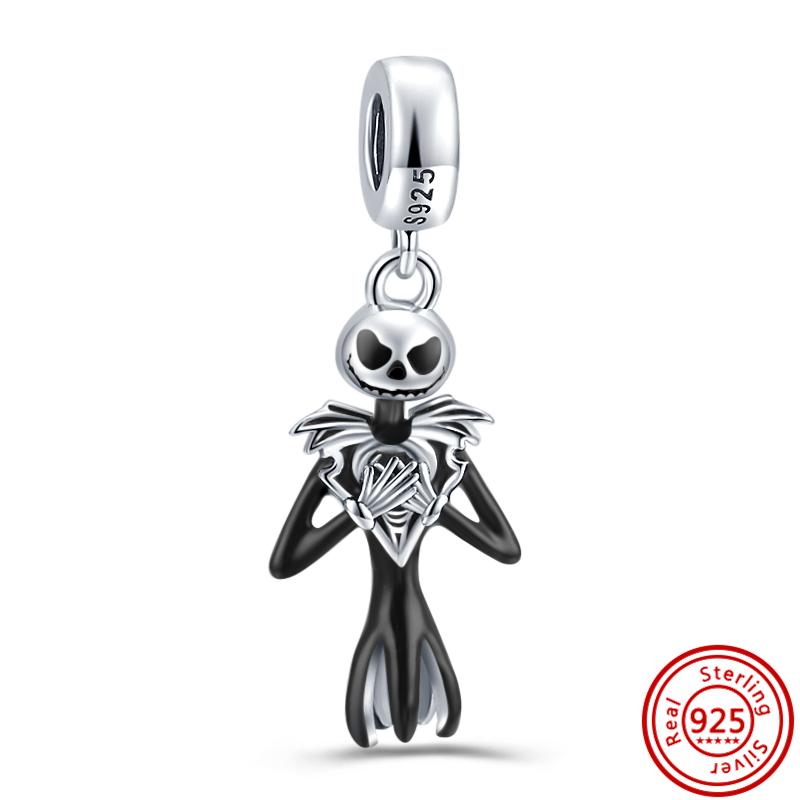 925 Серебряный Шарм Беззубик Мальчик Призрак Демон Летучая Мышь Тыква Черный Кулон Подходит Оригинальный Браслет Женские Ювелирные Изделия Хэллоуин Бусы