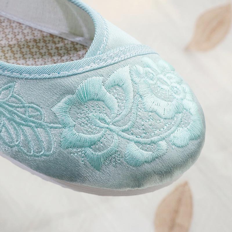 Женская обувь ханьфу - весна/лето, плоская подошва с вышивкой дзен, низкий каблук в этническом стиле для мастеров чайной церемонии