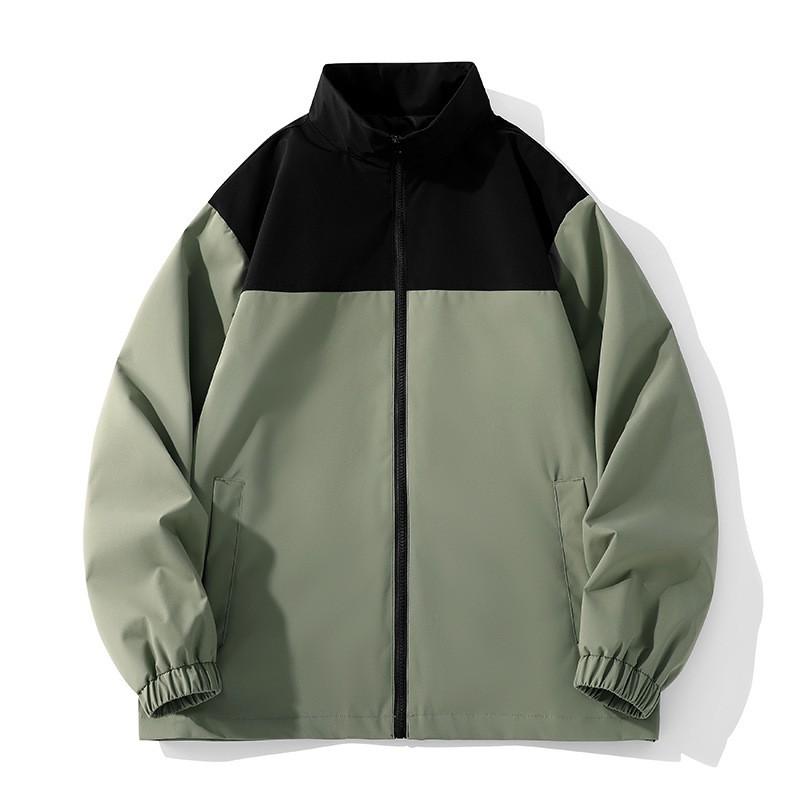 Unisex Casual Jacket With Stand Collar Color Block Design Youth