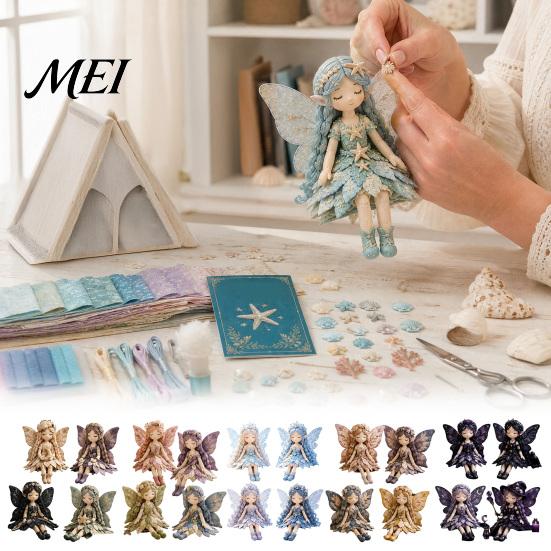 Vintage Garden Fairy Craft Patchwork DIY Kit, Flower Fairies Sewing Make 4 Kit Dolls, Beginner-Friendly Project for Home Decor Handmade Gift