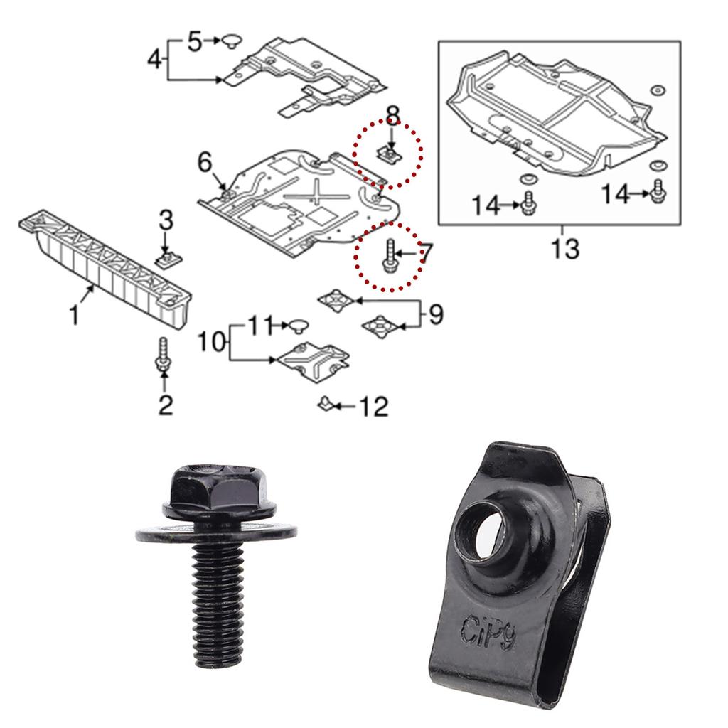 Кузов автомобиля Болты M6 Винты U-образные гайки Зажимы Крышка двигателя Капот Поддон Брызговик Бампер Брызговики Фиксатор подкрылка крыла