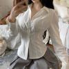 Deeptown Sexy White Women Blouses Tunics Korean Fashion Shirt Chic Harajuku Preppy Elegant Female Japanese Style Casual JK Slim