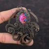 Natural Kingman Pink Dahlia Turquoise Pendant Copper Wire Wrapped Pendant Gemstone Jewelry Handmade Octopus Pendant Copper Jewelry For Gift