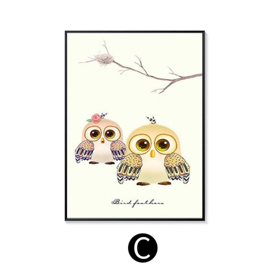 Nordic Poster Picture Cute Bird Family Wall Art Canvas Painting Wall Poster Home Decoration Art Living Room Decoration Unframed