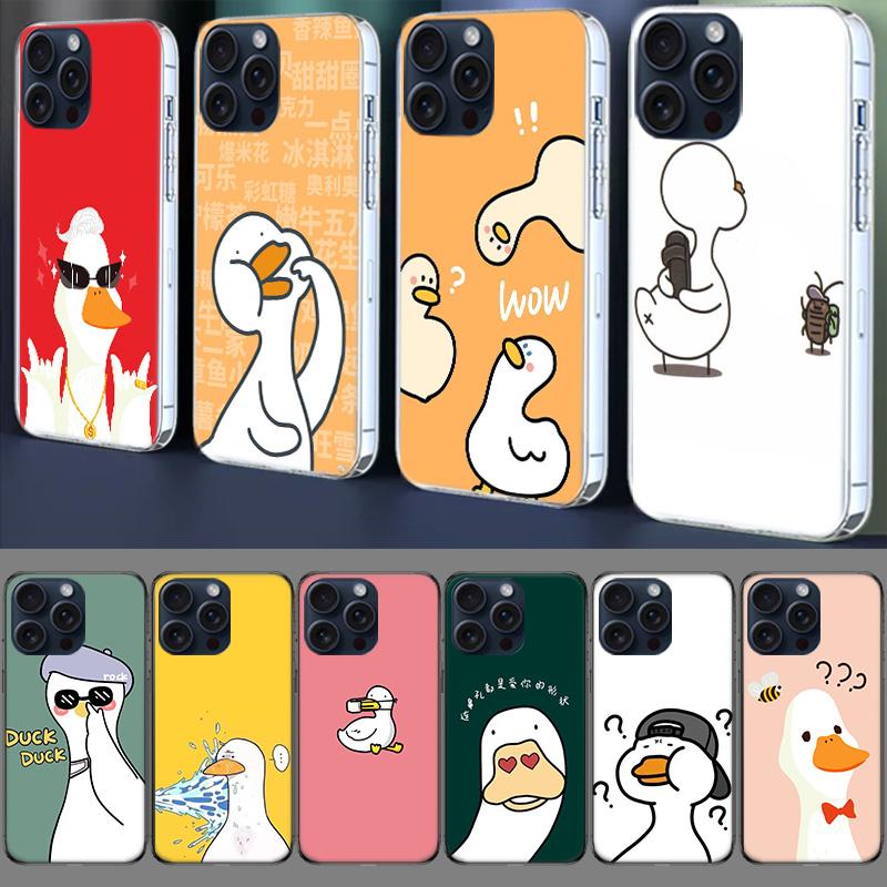 Cute Cartoon Duck Clear Phone Case For Iphone 17 Air 16 Pro Max 15 Pro 14 Plus 17E 16E 11 13 12 Mini Cover Cases Fundas Cell TPU