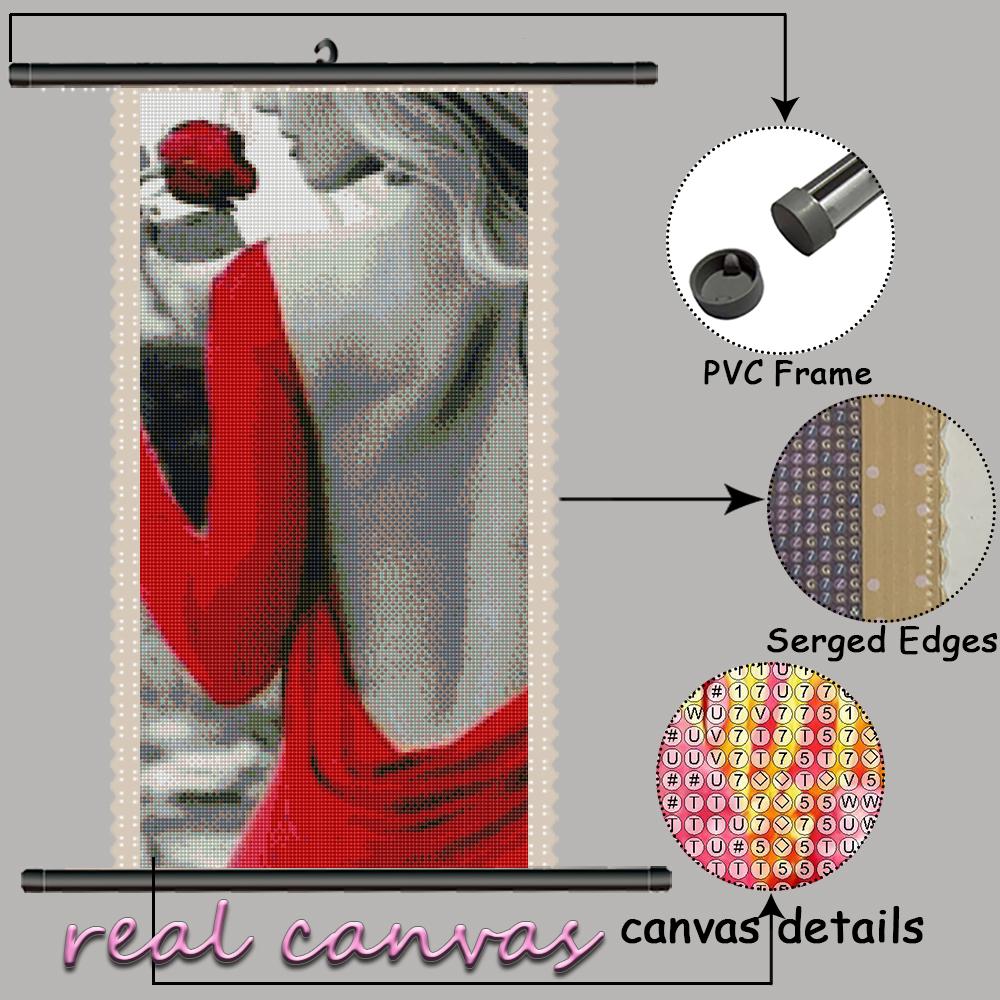 5D DIY Рамка Алмазная картина Сексуальная женщина Вышивка Красная роза Полный квадратный мозаичный цветок Картина из горного хрусталя Домашний декор