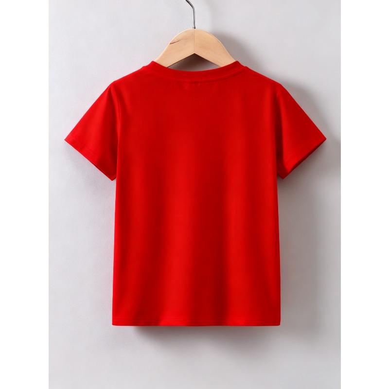 Girls Trendy Round Neck T-Shirt, Stylish Short Sleeve for Spring And Summer