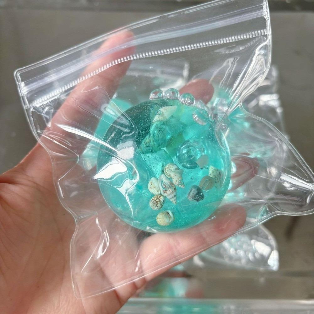 Transparent Ocean Sensory Fidget Toy Cube Shape Stress Relief Ball for Table Decoration