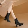 Autumn Women' Ankle Boots Chunky High Heel Short Boots Fashion Pointed Fashion Side Zipper Platform White Boots Botas De Mujer