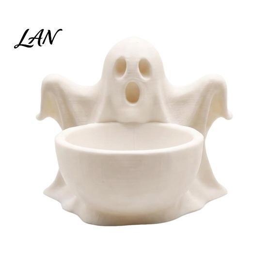 Funny Holiday Party Decorations 3D Printed Ghost Storage Ornament, Cute Candy Bowl, Halloween Desktop DIY Hand Painted Crafts Jewelry Holder, Creative