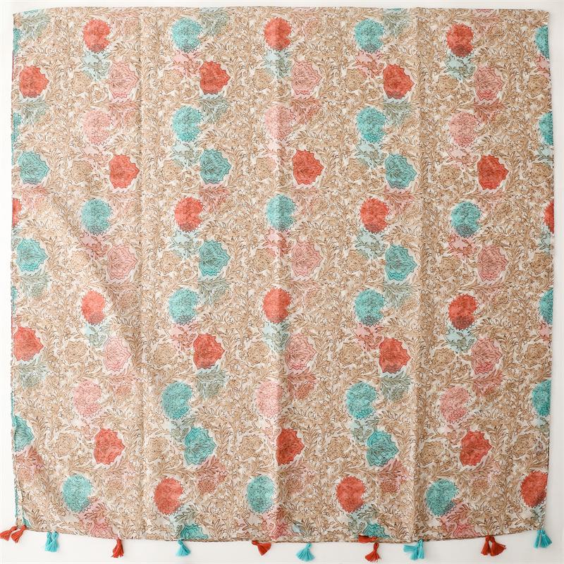 Four Seasons Женский Дорожный Солнцезащитный Шарф Художественные Аксессуары Фотография Балийская Пряжа Цветочная Шаль Растения Цветы