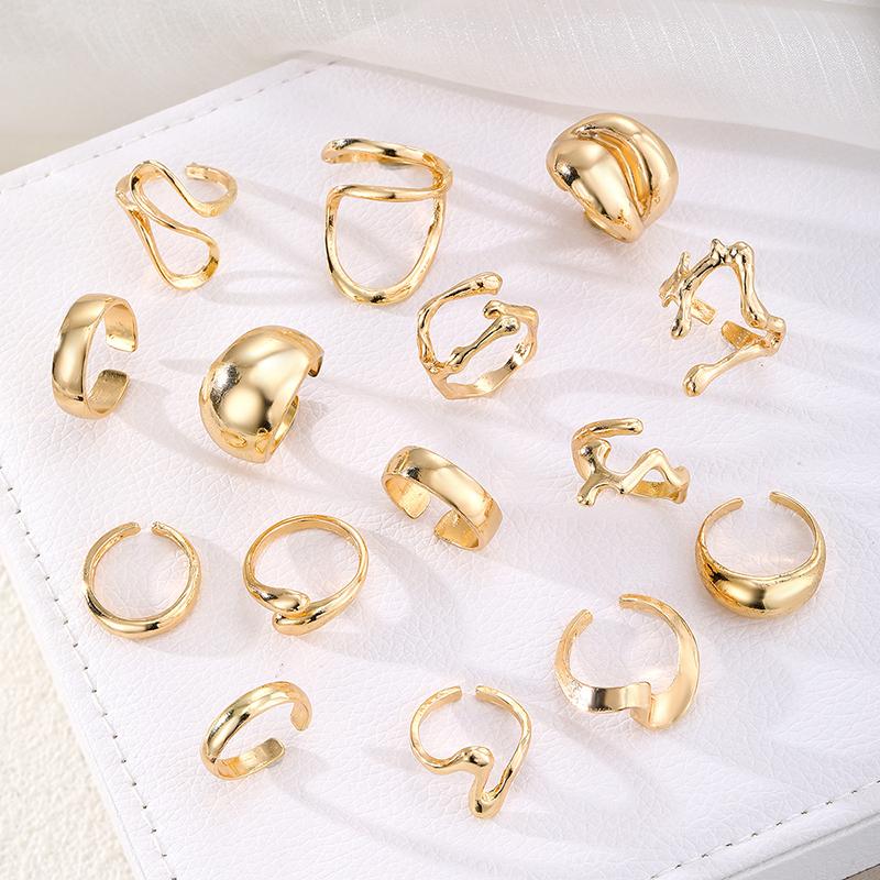 1Set Vintage Metal Rings For Women Men Gift Personalized Punk Hip Hop Irregular Exaggerated Knuckle Joint Rings