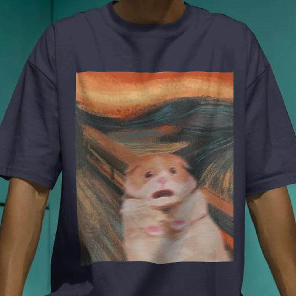 Comfort Colors Scared Hamster Meme Shirt: Edvard Munch Art Parody Tee