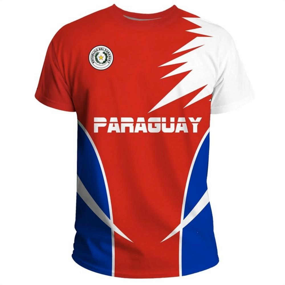 Paraguay Patriotic Polo Shirt, Casual Graphic Short Sleeve Top