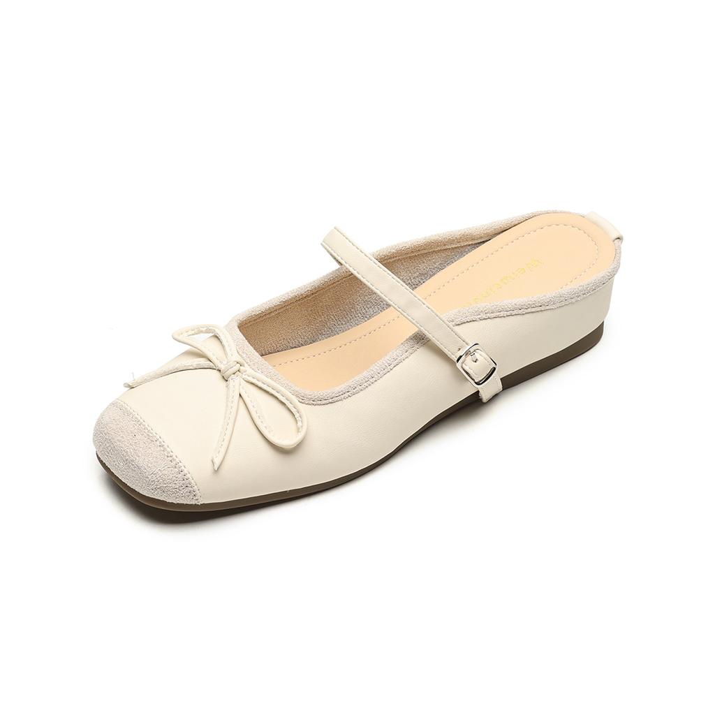 Weiwei girl 863-1 сумка на голову полутапочки женская летняя одежда одно слово с квадратным бантом на голове внутри увеличивающие рост одинарные туфли женские