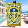 Пляжное полотенце с узором герба Leeds United, Быстросохнущее, Легко ухаживать, Подходит как для занятий спортом, так и для пляжного отдыха, Спортивный незаменимый аксессуар