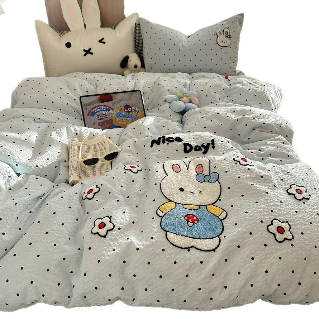 Class A Puff Cotton Towel Embroidery Bed, Quilt Cover Student Dormitory Sheet, Bedding 4