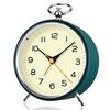 4inch Retro Metal Alarm Clock Silent Non-Ticking Bedside Clock Night Light Snooze Clock
