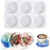 1pcs Extra Deep Round Resin Coaster Mold, 6 Cavity Silicone Ornament Mold for Epoxy Resin, DIY Cups Mats Craft, White