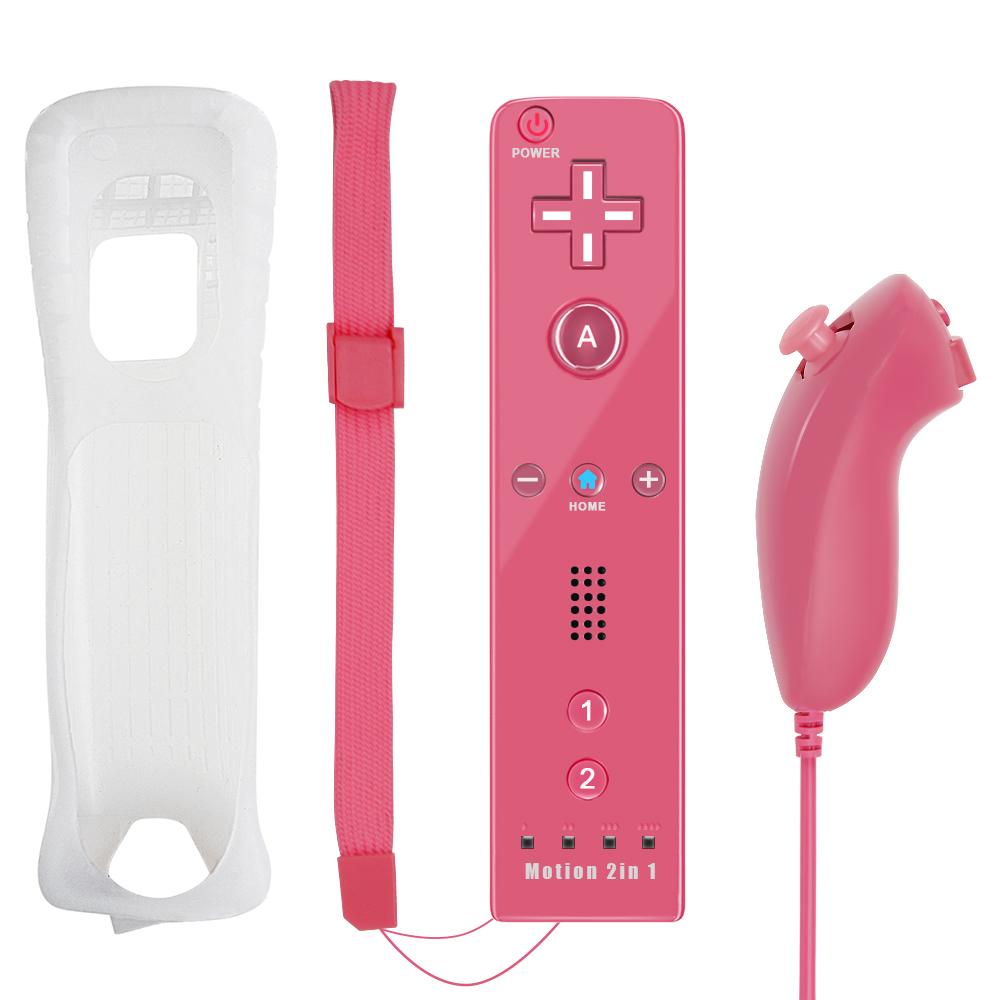 Набор из 2 контроллеров для Nintendo Wii 2-в-1 Опциональный Motion Plus Джойстик Беспроводной Пульт Геймпад с Силиконовым Чехлом Видеоигра