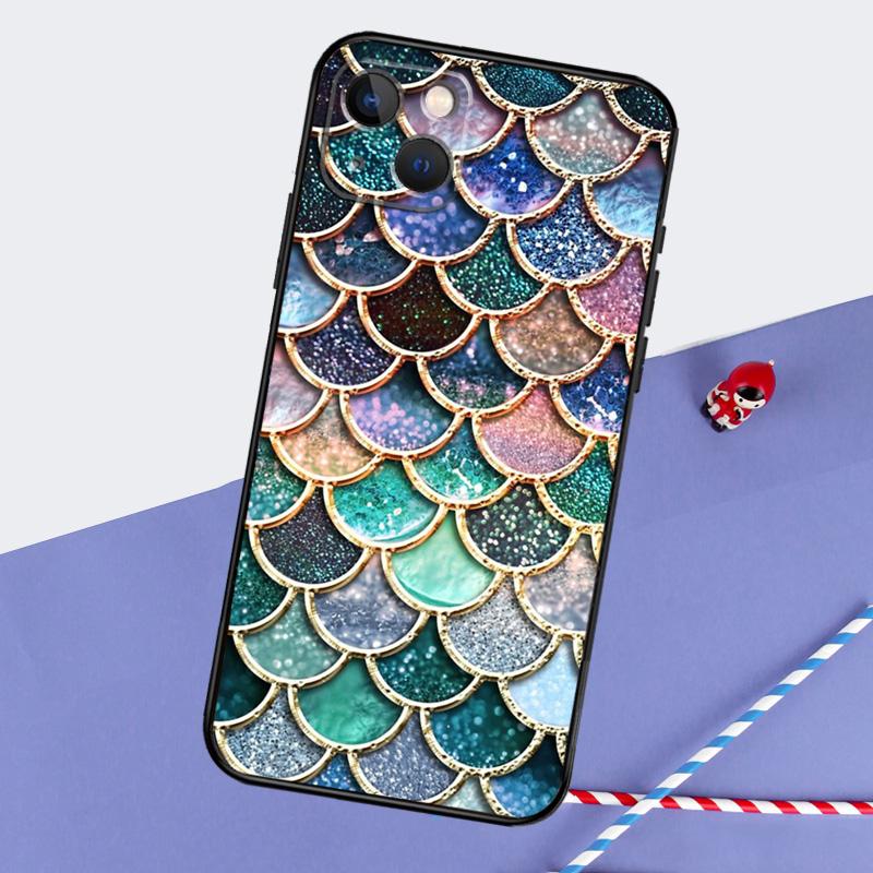 Акварельный Чехол для Телефона с Рисунком Чешуи Русалки Для iPhone 16 15 Pro Max 12 13 Mini 11 14 Pro Max XR 16 15 Plus 16e Чехол