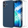 Protective Case - BOOLING - for iPhone 17 - Slim Shockproof Silicone Navy Blue - 2 Tempered Glasses